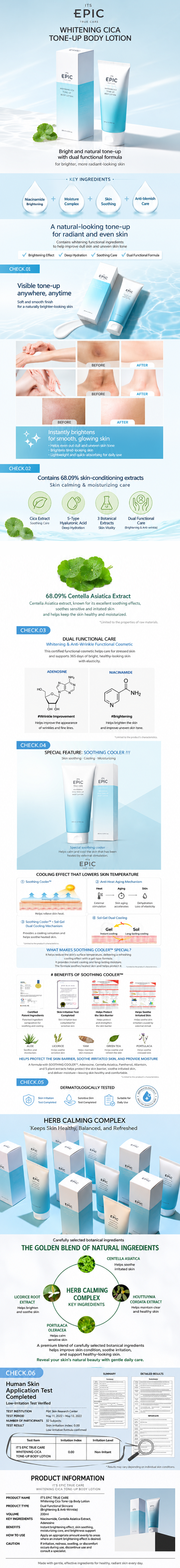 Cica Tone-Up Body Lotion details