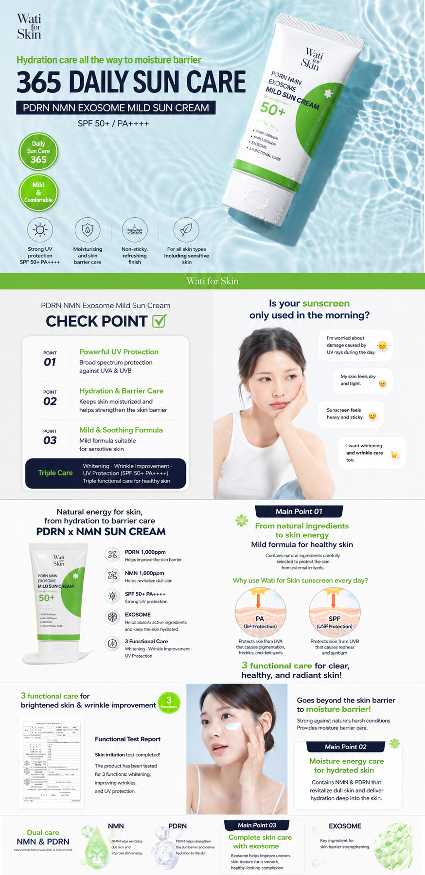 PDRN NMN Exosome Mild Sunscreen SPF50+ details
